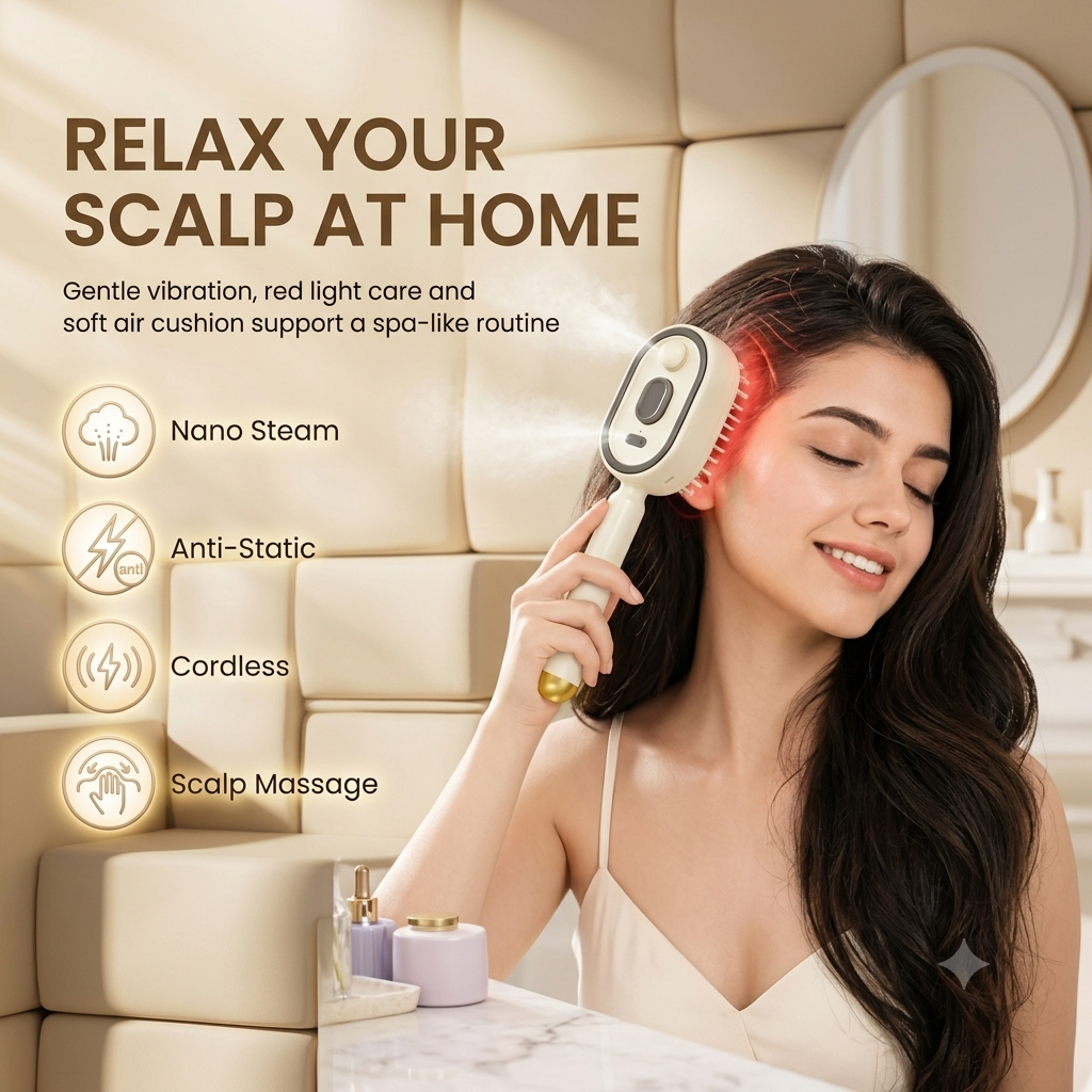 3-in-1 Electric Steam Spray Brush ✨ Rechargeable Detangling Tool with Oil