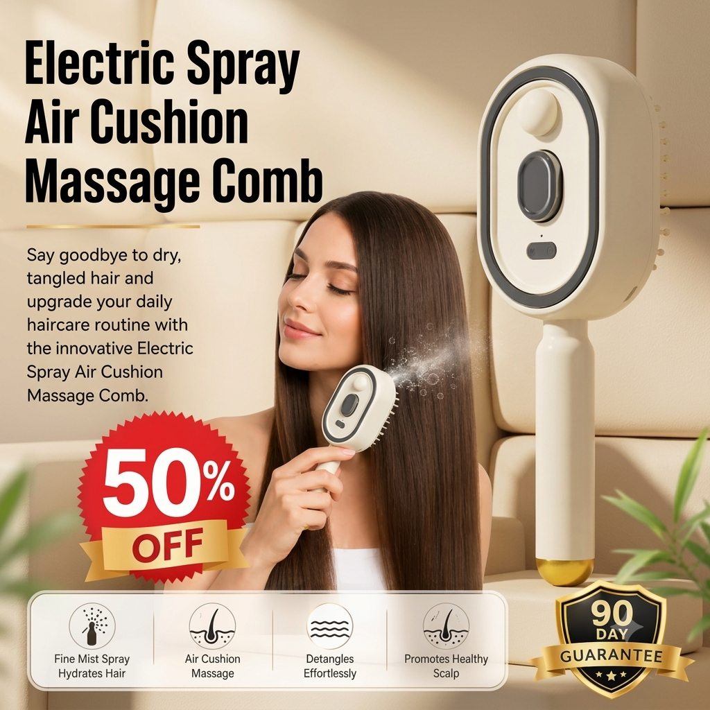 3-in-1 Electric Steam Spray Brush ✨ Rechargeable Detangling Tool with Oil