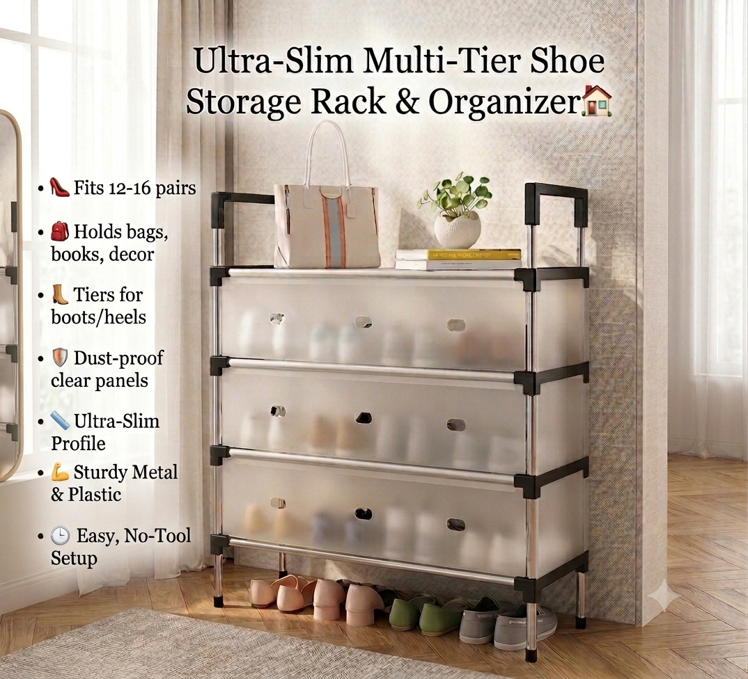 Ultra-Slim Multi-Tier Shoe Storage Rack & Organizer🏠