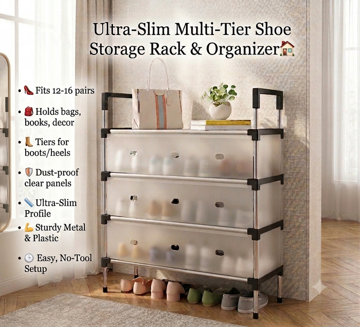 Ultra-Slim Multi-Tier Shoe Storage Rack & Organizer🏠