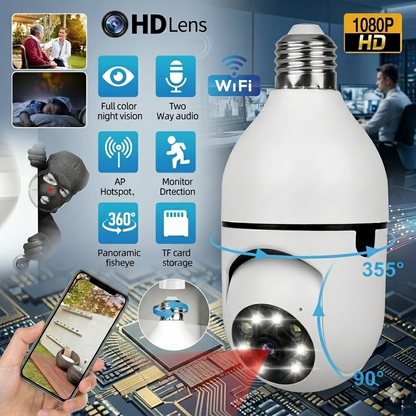 360° Light Bulb Camera 📸🛡️✨