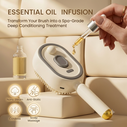 3-in-1 Electric Steam Spray Brush ✨ Rechargeable Detangling Tool with Oil