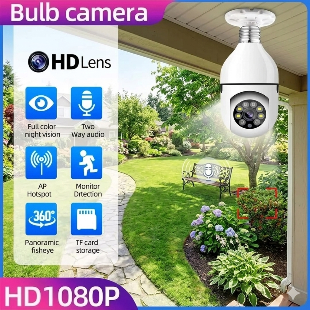 360° Light Bulb Camera 📸🛡️✨