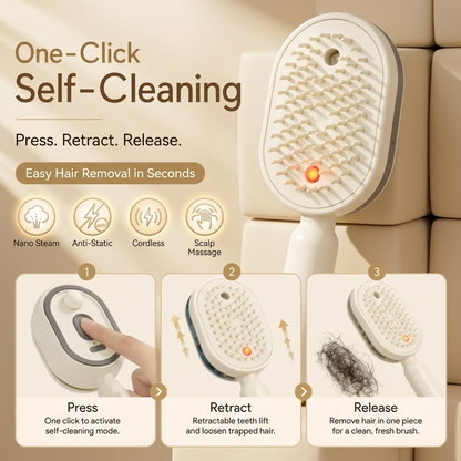 3-in-1 Electric Steam Spray Brush ✨ Rechargeable Detangling Tool with Oil