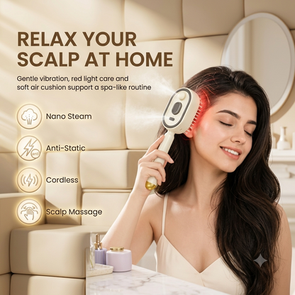 3-in-1 Electric Steam Spray Brush ✨ Rechargeable Detangling Tool with Oil