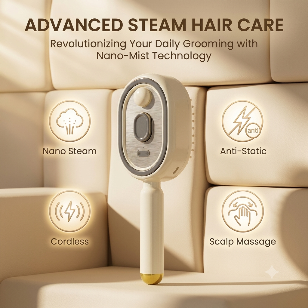 3-in-1 Electric Steam Spray Brush ✨ Rechargeable Detangling Tool with Oil