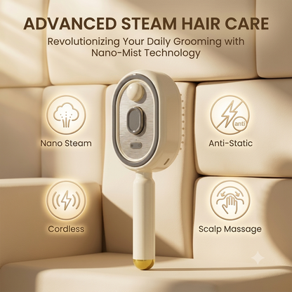 3-in-1 Electric Steam Spray Brush ✨ Rechargeable Detangling Tool with Oil