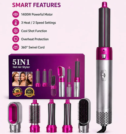 GlamAir 5-in-1 Hair Brush Styler / جلام إير ٥ في ١ لتصفيف الشعر