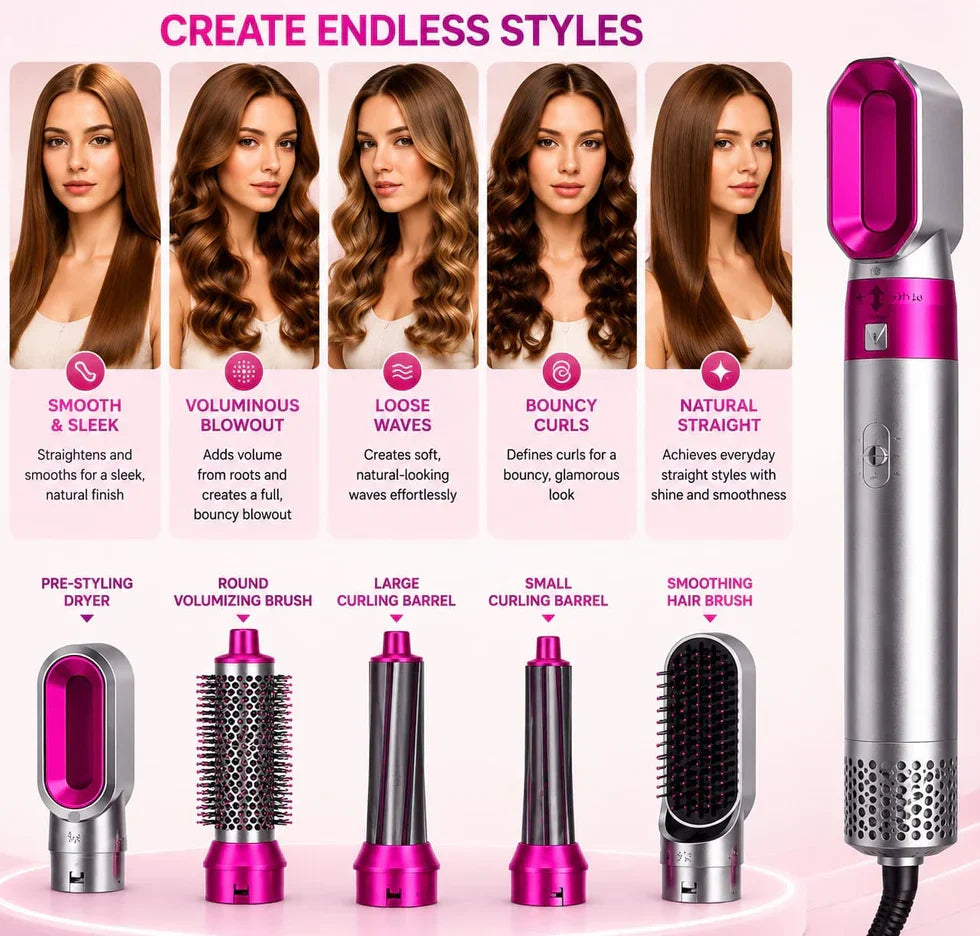 GlamAir 5-in-1 Hair Brush Styler / جلام إير ٥ في ١ لتصفيف الشعر