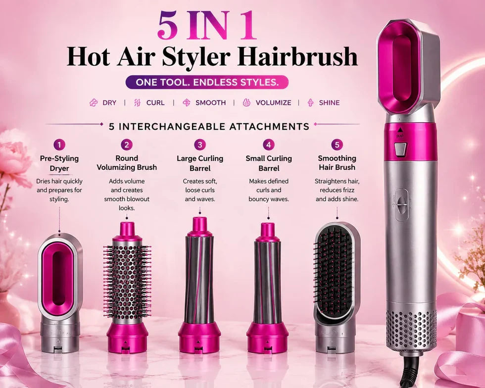 GlamAir 5-in-1 Hair Brush Styler / جلام إير ٥ في ١ لتصفيف الشعر