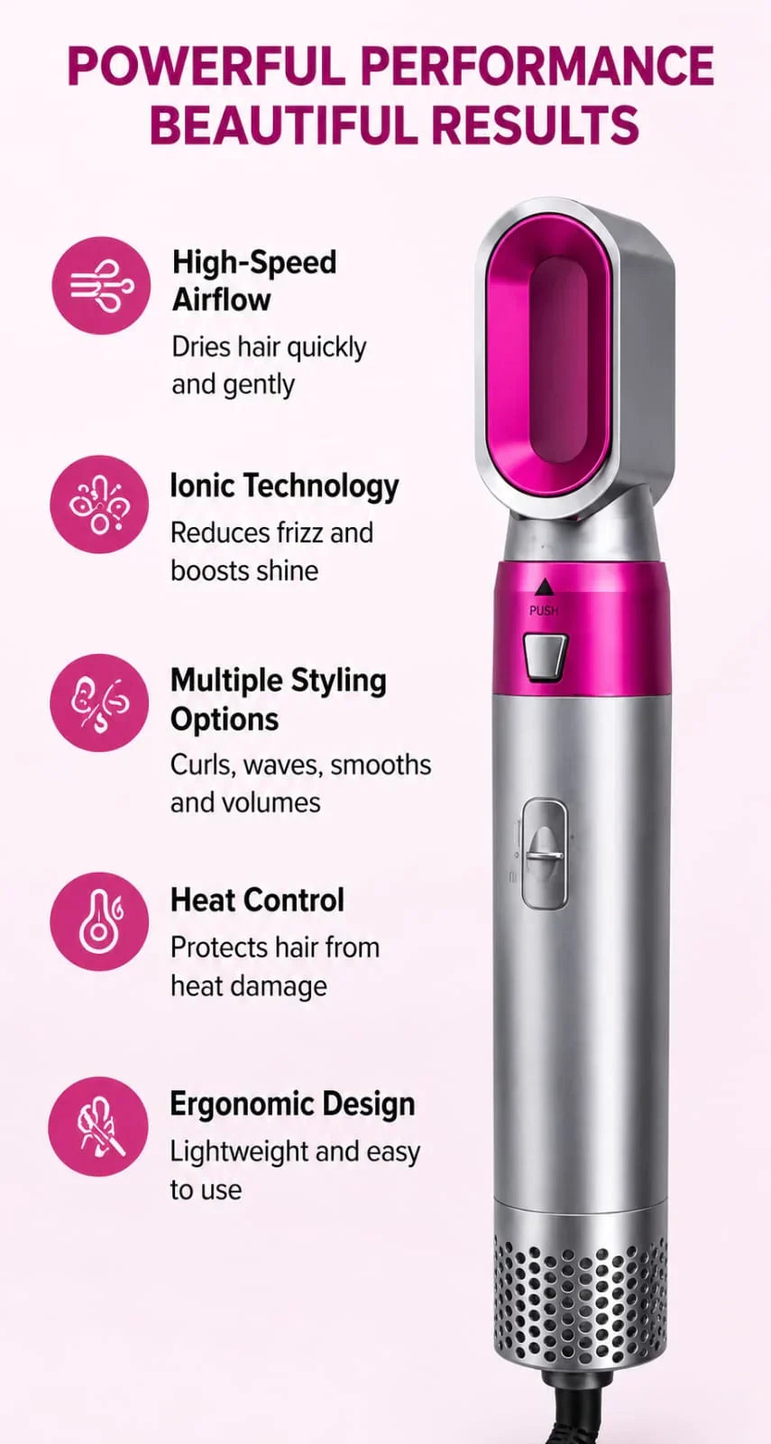 GlamAir 5-in-1 Hair Brush Styler / جلام إير ٥ في ١ لتصفيف الشعر