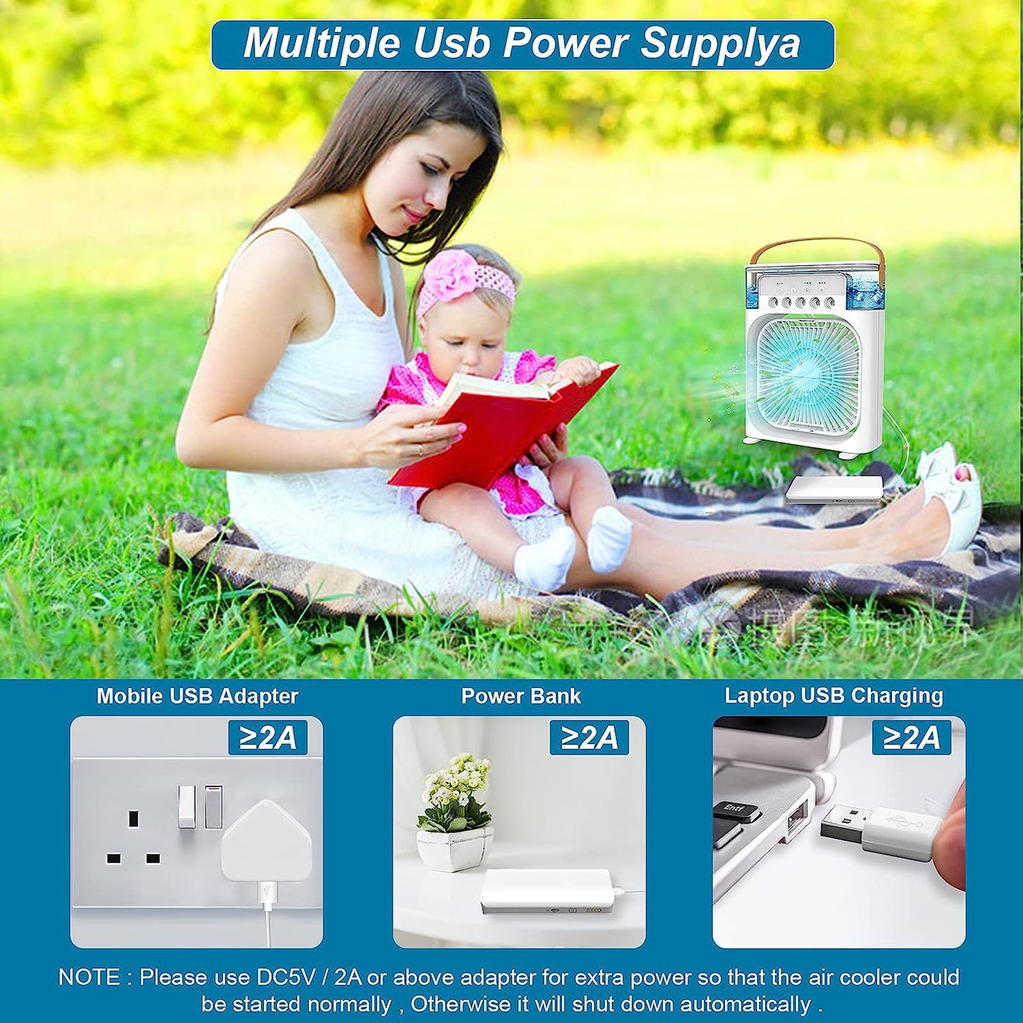3-in-1 Cold Air Mist Cooler Fan💨🧊