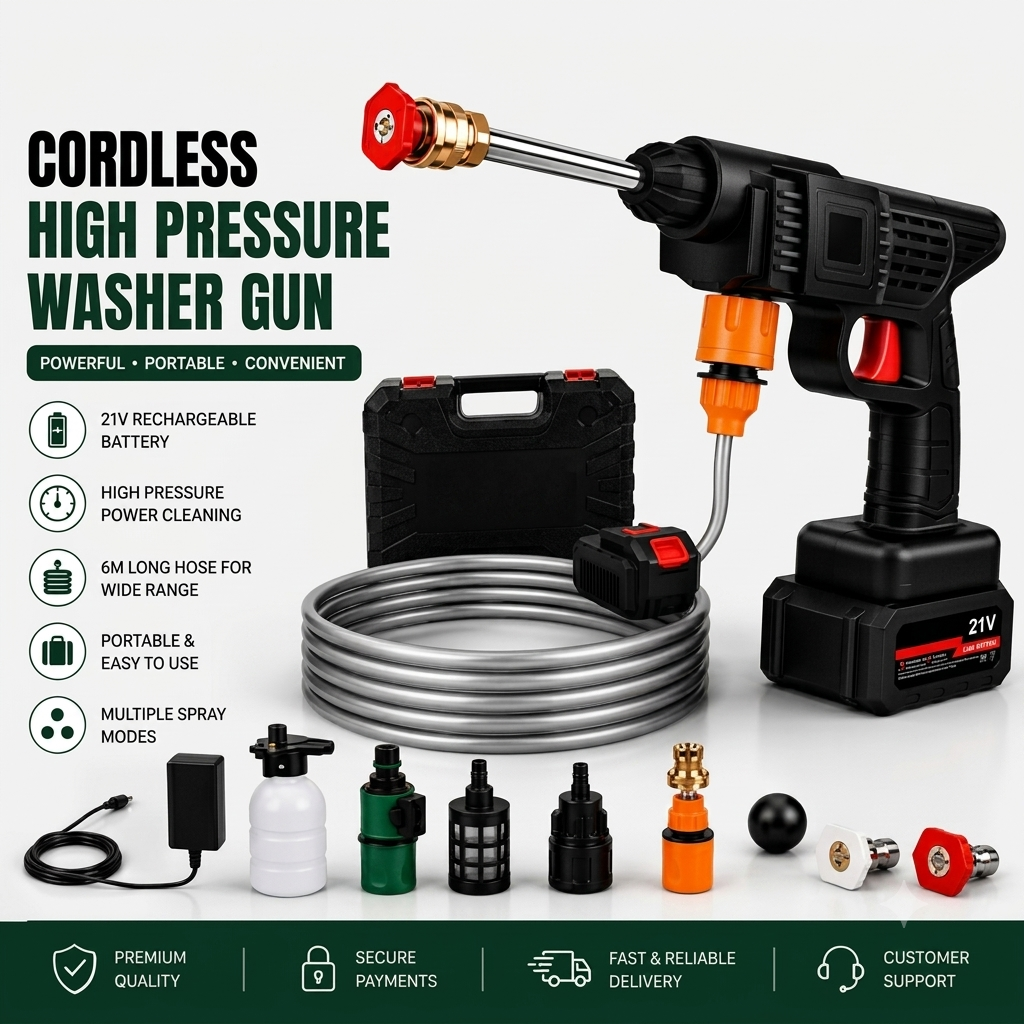 Pressure Washer For Car Wash Bike-Pets Care -Windows-Garden plants & Floor Wash Etc With Double Battery 🔥
